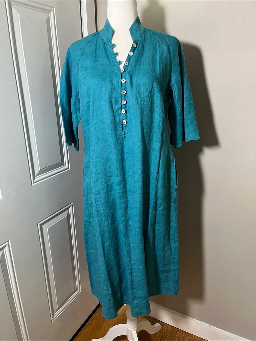 Soft Surroundings 100% Linen Midi Dress, Size Medium Petite